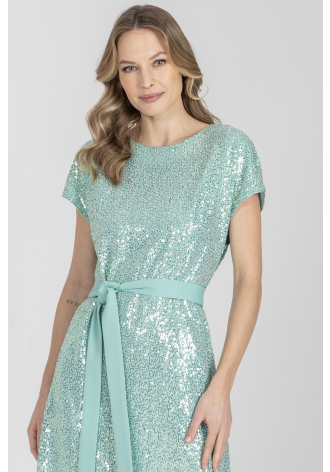 Elegancka sukienka z cekinami w kolorze miętowym