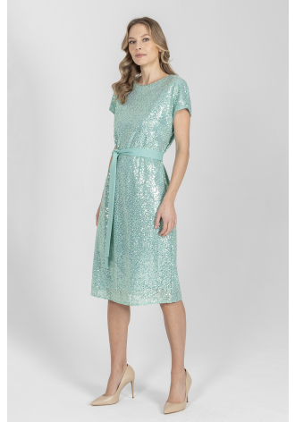 Elegancka sukienka z cekinami w kolorze miętowym