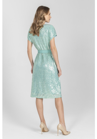 Elegancka sukienka z cekinami w kolorze miętowym