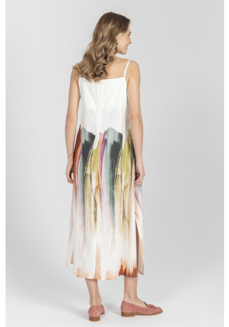 Biała sukienka w malowany print