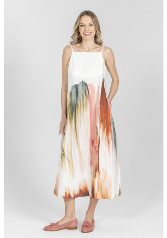 Biała sukienka w malowany print