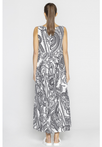 Biało-czarna sukienka maxi w print