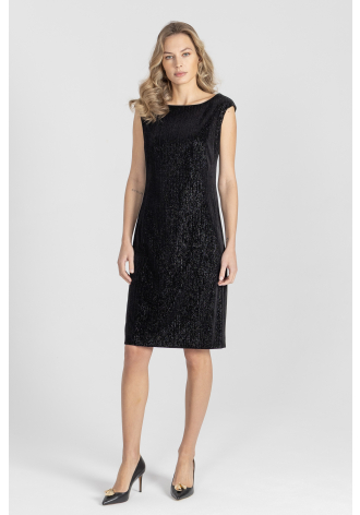 Sukienka w kolorze czarnym z mieniącej się tkaniny