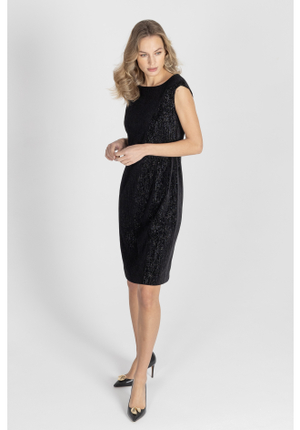 Sukienka w kolorze czarnym z mieniącej się tkaniny