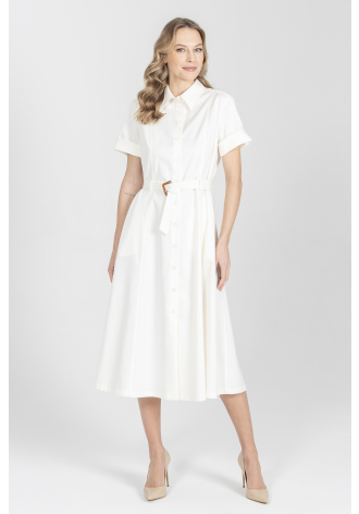 Biała koktajlowa rozkloszowana sukienka