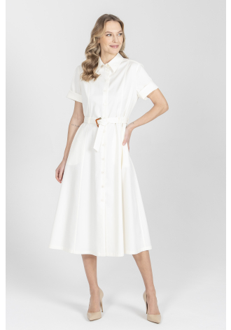 Biała koktajlowa rozkloszowana sukienka