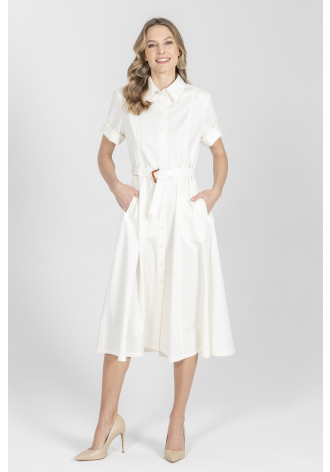 Biała koktajlowa rozkloszowana sukienka