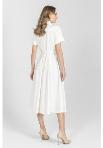 Biała koktajlowa rozkloszowana sukienka