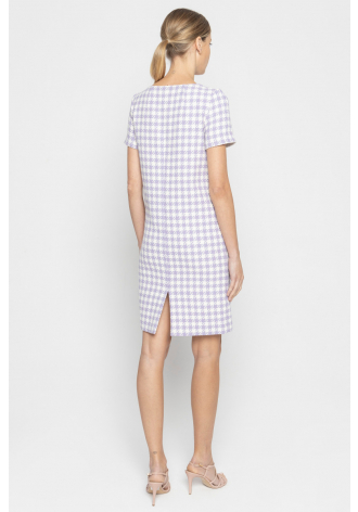 Dress with white and purple checks