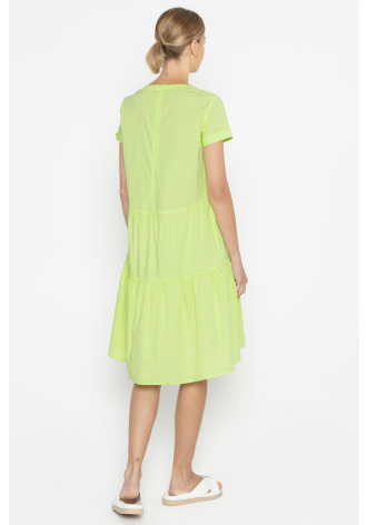 Limonkowa sukienka z krótkim rękawem