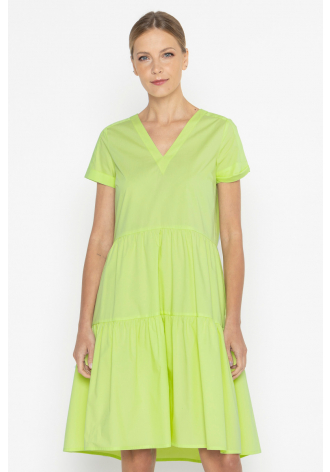 Limonengrünes Kleid mit kurzen Ärmeln