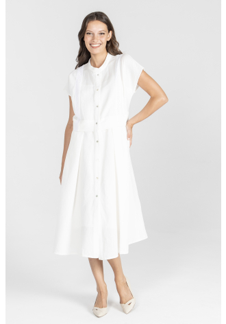 Zapinana sukienka w kolorze ecru