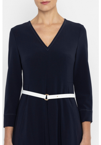 Navy blue dress with contrasting stitching