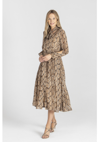  Brown dress with animal printed design