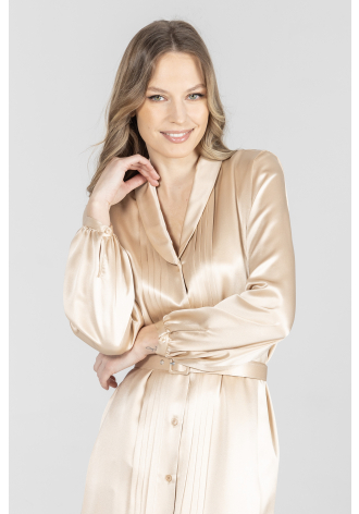 Beżowa szmizjerka z jedwabiu