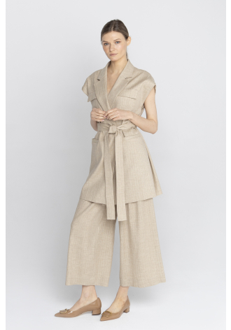 Szerokie spodnie w odcieniu beżowym