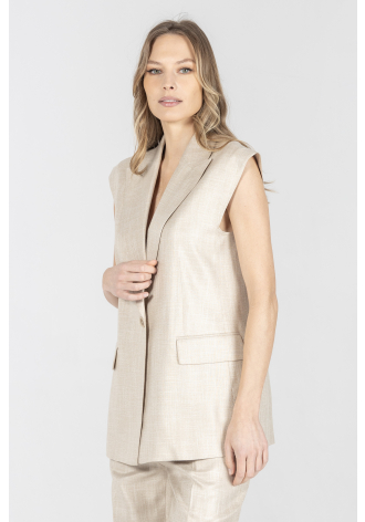 Elegancka długa kamizelka w kolorze beżowym