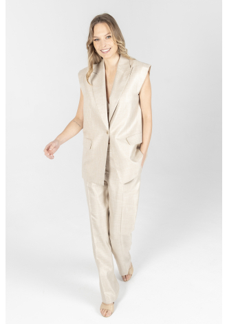 Elegancka długa kamizelka w kolorze beżowym