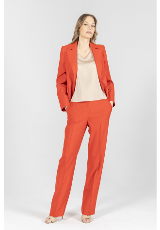 Czerwone eleganckie spodnie z prostą nogawką