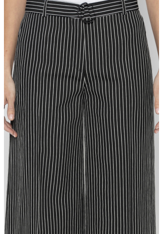 Szerokie spodnie w czarno-biały prążek
