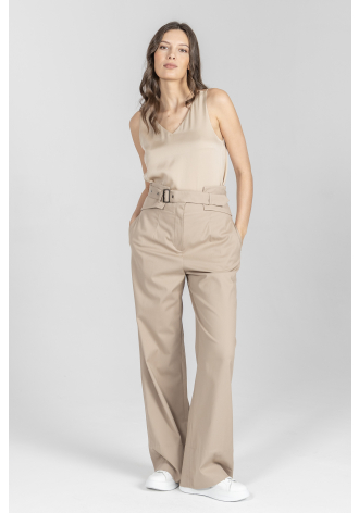 Beżowe spodnie z nowoczesnym zapięciem