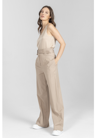 Beżowe spodnie z nowoczesnym zapięciem