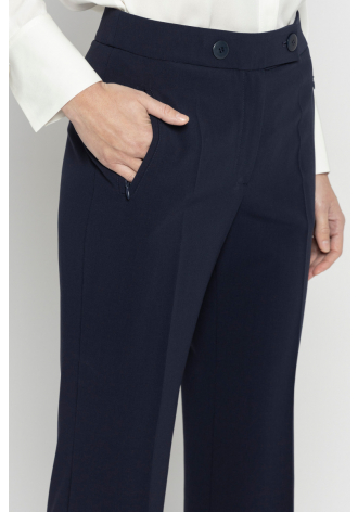Classic navy blue trousers with flared leg 