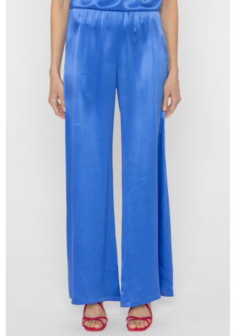 Kobaltowe spodnie z jedwabiu