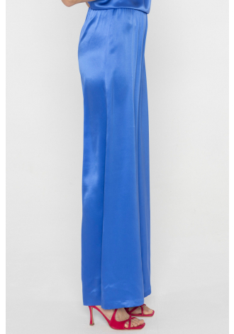 Kobaltowe spodnie z jedwabiu
