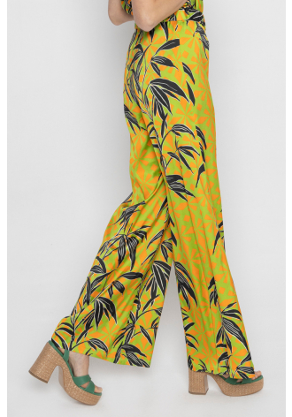 Lime summer trousers with a print 