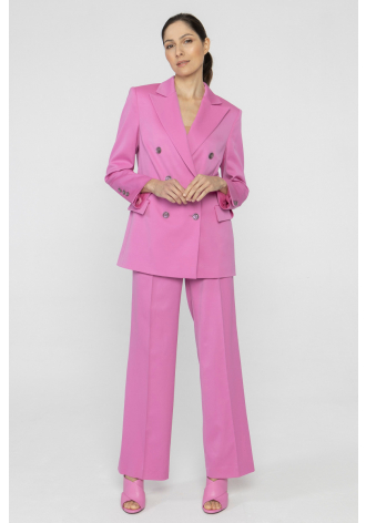 Różowe eleganckie spodnie z szeroką nogawką