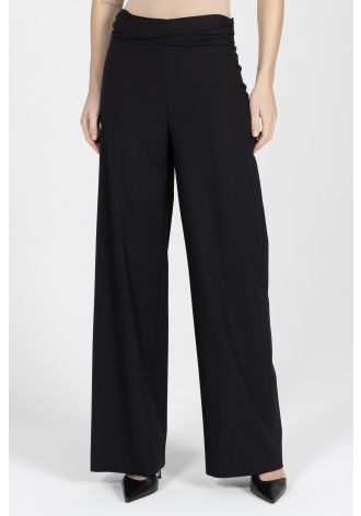 Czarne wieczorowe spodnie z szeroką nogawką