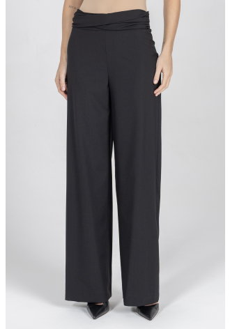 Czarne wieczorowe spodnie z szeroką nogawką