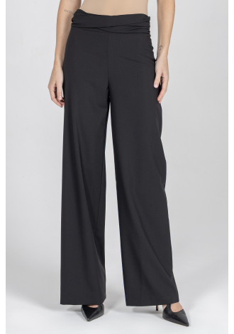 Czarne wieczorowe spodnie z szeroką nogawką