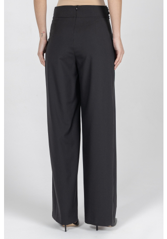 Czarne wieczorowe spodnie z szeroką nogawką