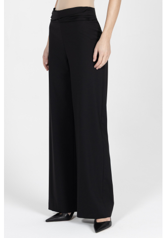 Czarne wieczorowe spodnie z szeroką nogawką