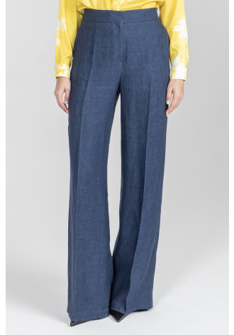 Granatowe spodnie z grubego lnu