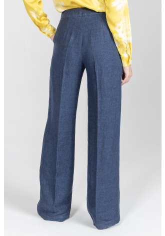 Granatowe spodnie z grubego lnu