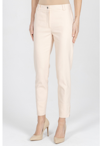 Slim-fit trousers in beige and pink