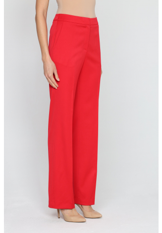 Elegant red trousers with hidden fastening