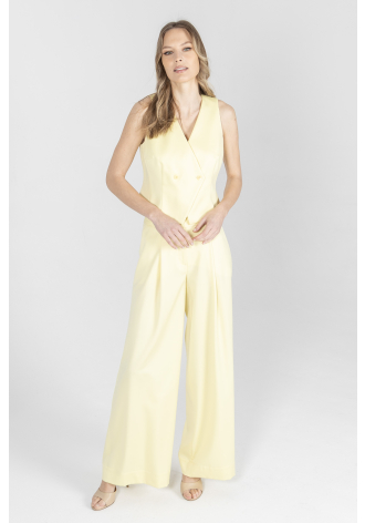 Biznesowe szerokie spodnie w kolorze jasnożółtym Limited Edition