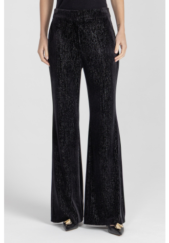 Spodnie w kolorze czarnym z mieniącej się tkaniny