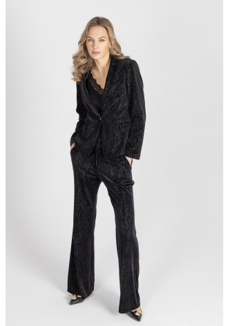 Spodnie w kolorze czarnym z mieniącej się tkaniny