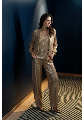 Gold evening sequined trousers