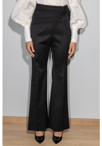 Elegant black tie-waist trousers