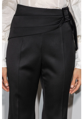 Elegant black tie-waist trousers