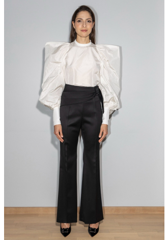 Elegant black tie-waist trousers