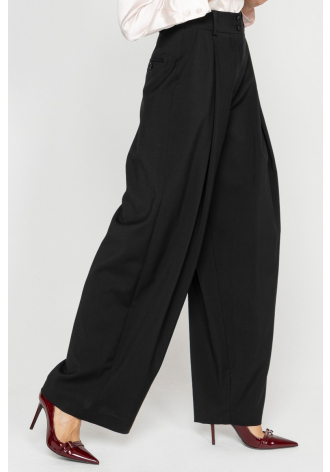 Wide black trousers with a box pleat