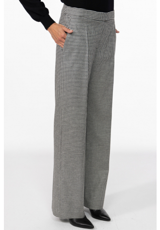Straight black and white houndstooth trousers