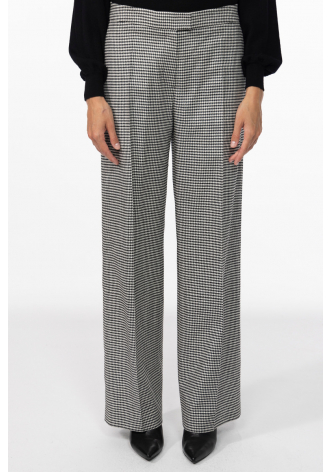 Straight black and white houndstooth trousers
